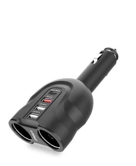 mbeat Gorilla Power Four Port USB-C PD & QC3.0 Car Charger with Cigar Lighter Splitter features built-in over heat Package Weight: 120g mbeat Gorilla Power Four Port USB-C PD & QC3.0 Car Charger with Cigar Lighter Splitter features built-in over heat Package Weight: 120g